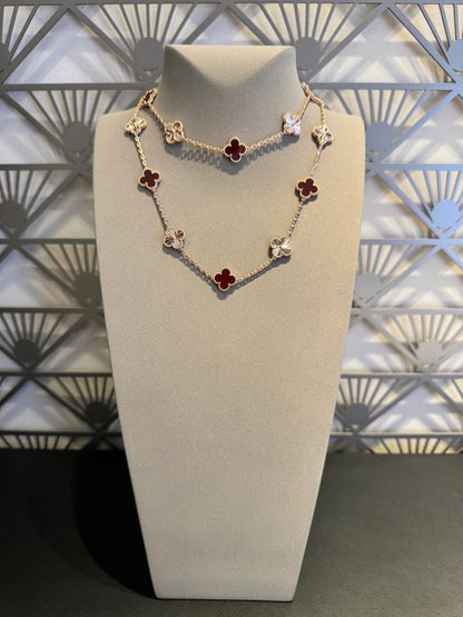 [NOVO]CLOVER 20 MOTIFS LASER CARNELIAN HALSKETTE
