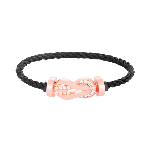 [NOVO]CHANCE Großes 8-stelliges Armband mit Halbdiamant-Verschluss, Roségold