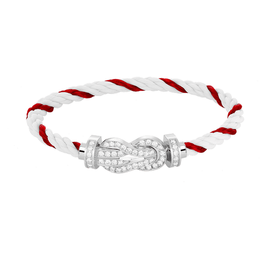 [NOVO]CHANCE Großes 8-stelliges Diamantarmband mit Schnalle, Silber