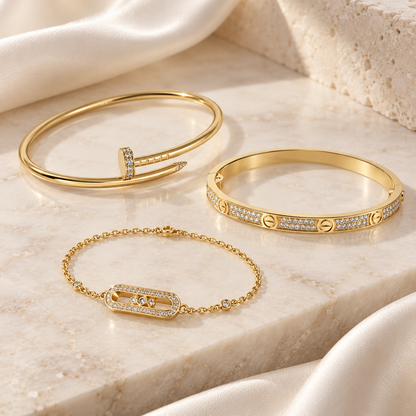 [GALE] LOVE & JUSTE Baby Move Diamond Bracelet Stack Set