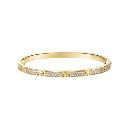 [GALE]Clover & Love Diamond-Paved Radiant Line 2-Piece Bracelet Stack Set