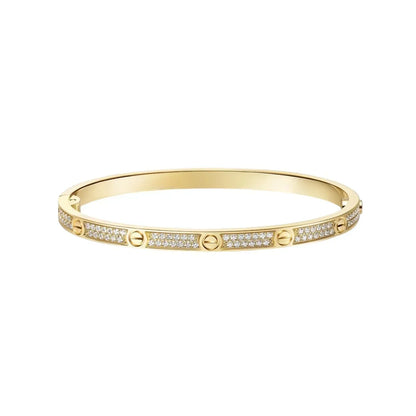 [GALE] JUSTE Diamond & LOVE Diamond-Paved Bracelet Stack Set