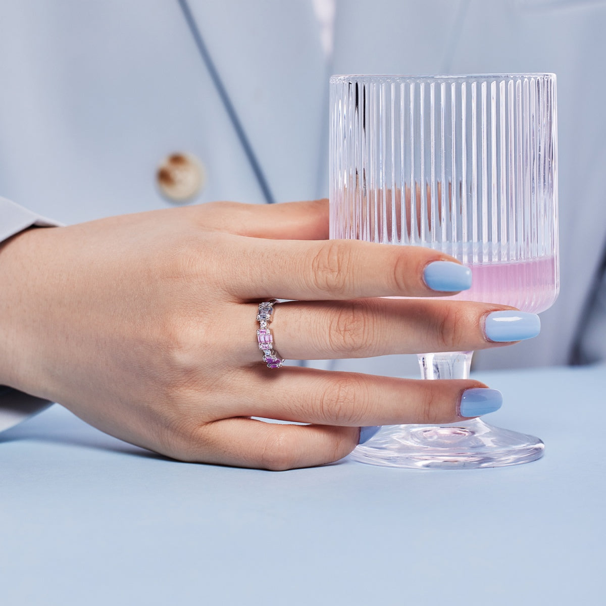 [GALE]Unique Colorful Emerald Cut Party Ring