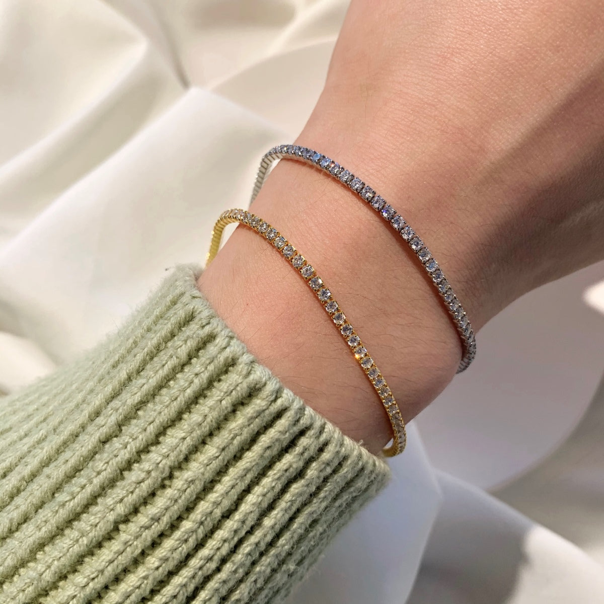 [GALE]Radiant Shinning Princess Cut Tennis Bracelet