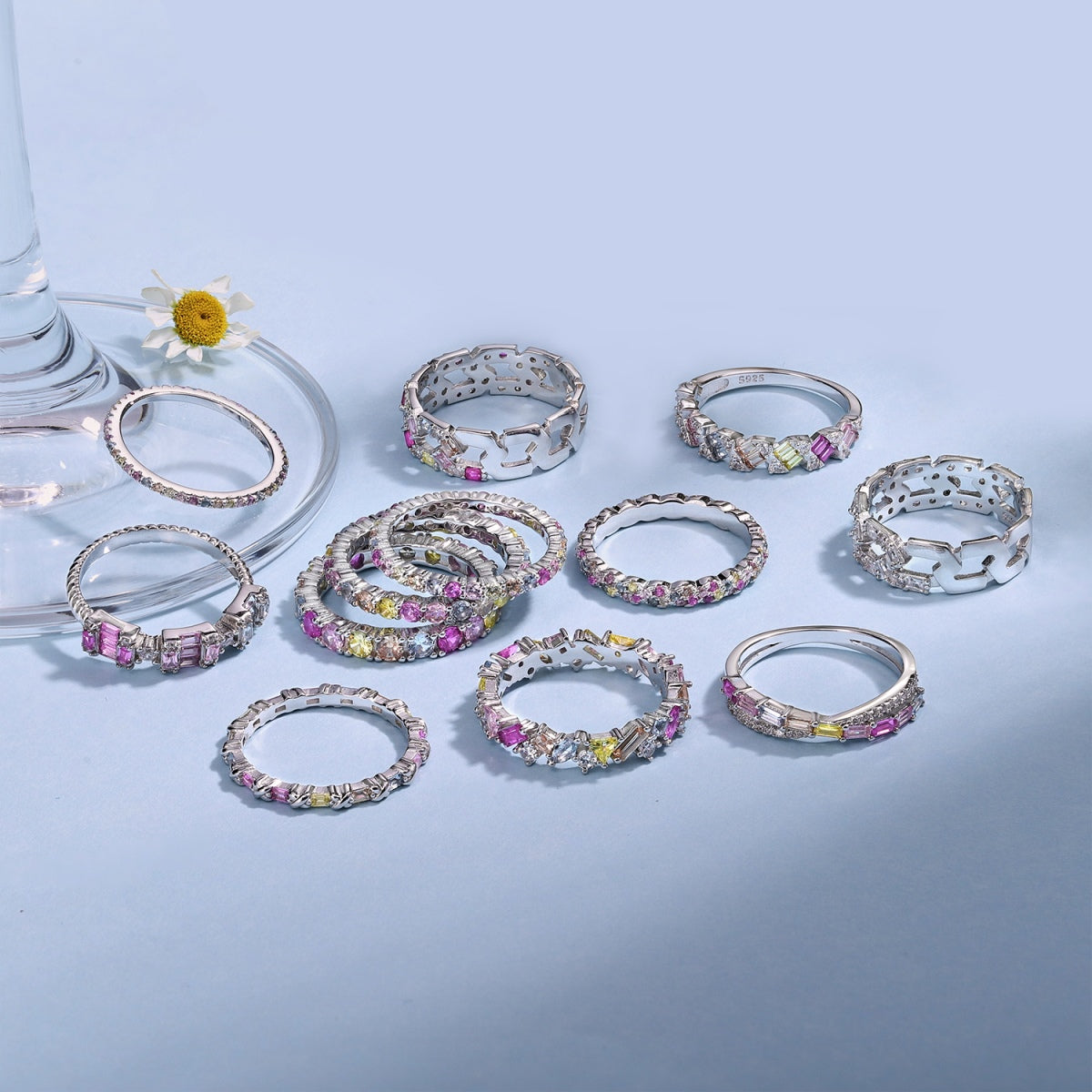 [GALE]Radiant Sparkling Round Cut Daily Ring