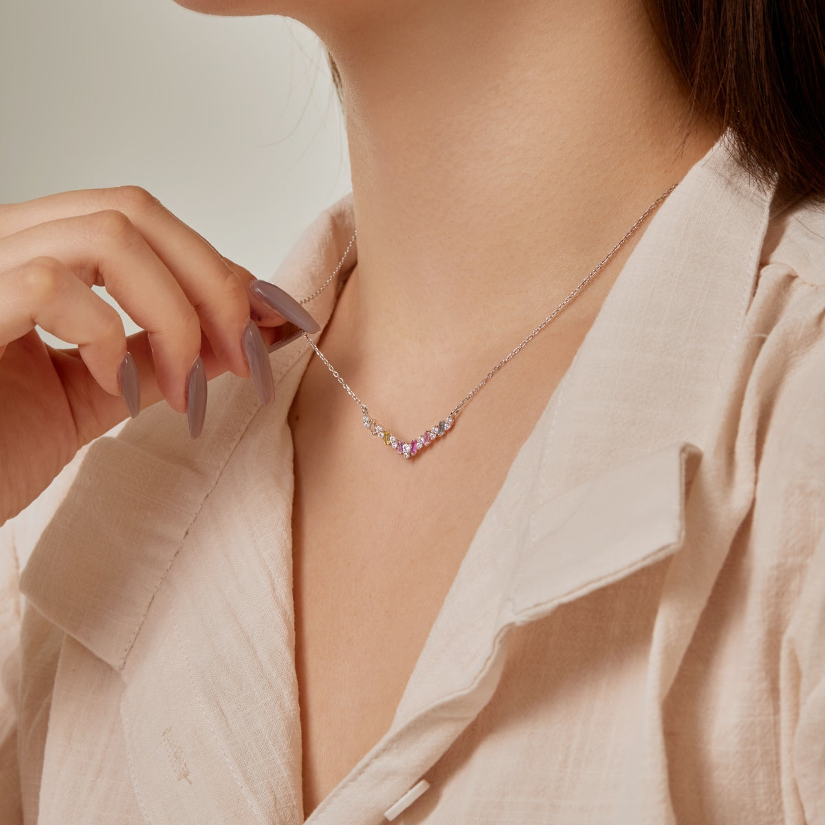 [GALE]Dazzling Rainbow Necklace