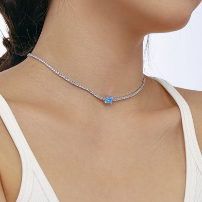 [GALE]2.0 carat Ornate Emerald Cut Necklace