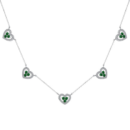 [GALE]Sparkling Five Heart Necklace