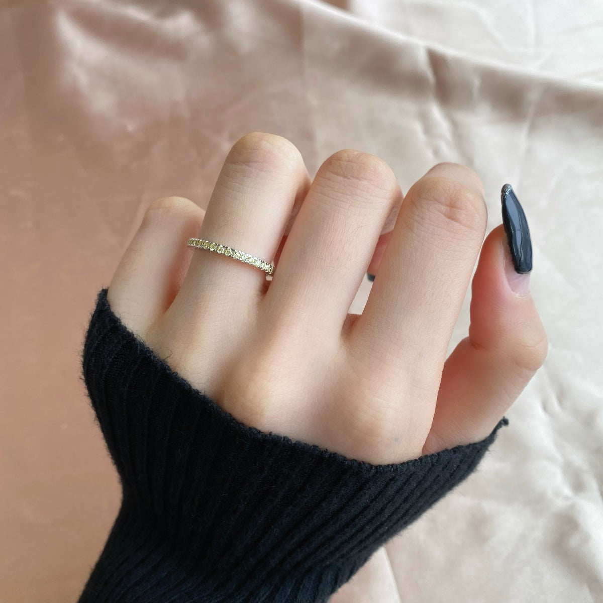 [GALE]Delicate Sparkling Round Cut Daily Ring