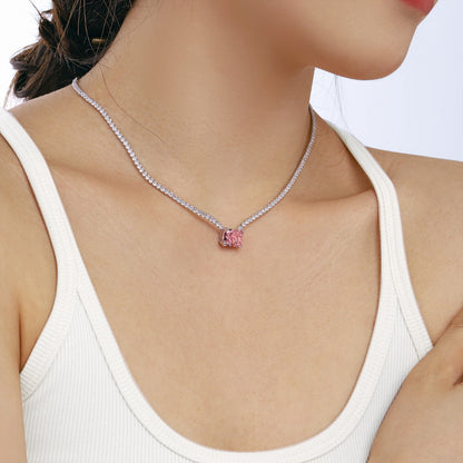 [GALE]4.0 Carat Elegant Radiant Cut Necklace