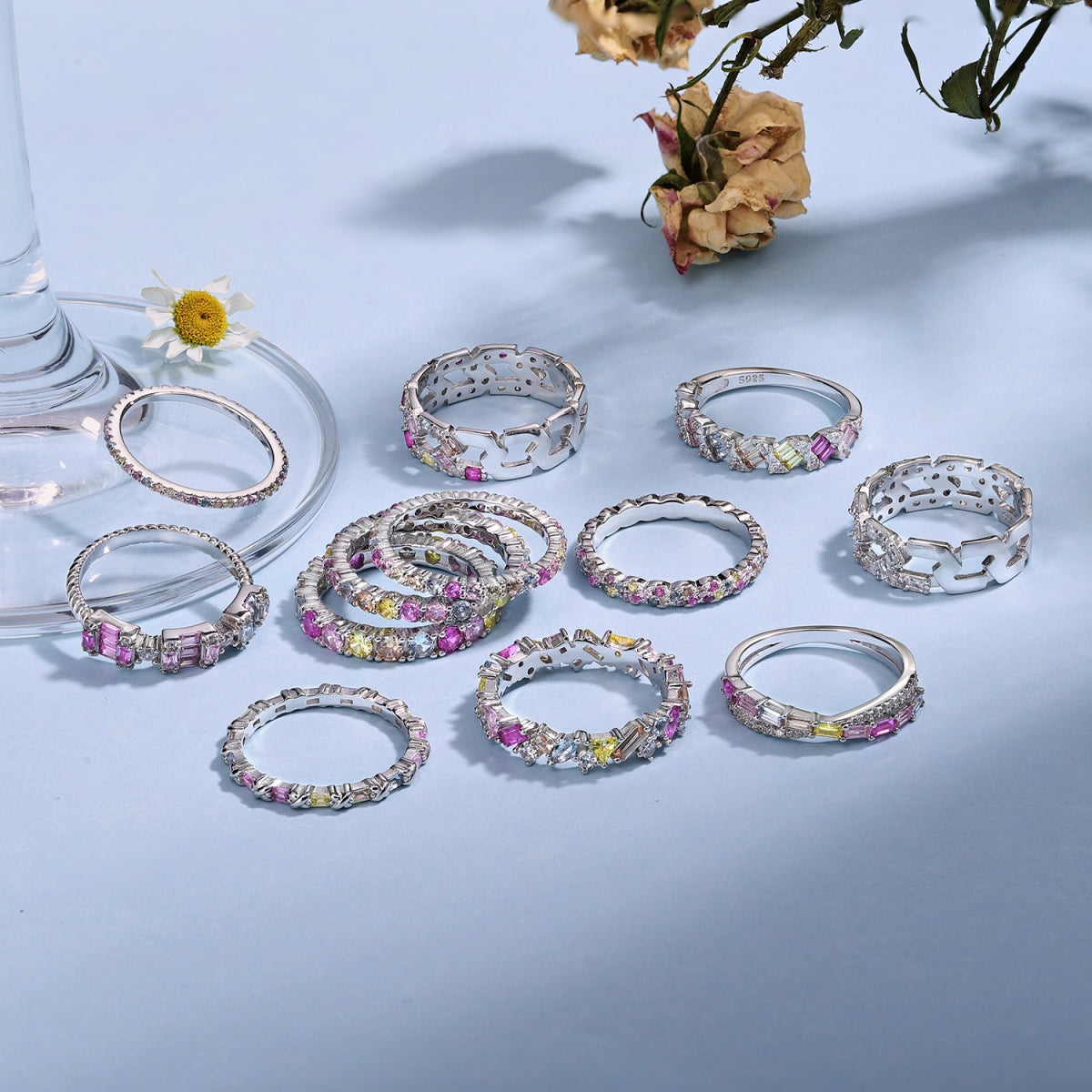 [GALE]Dazzling Polychromatic Multi cut Daily Ring