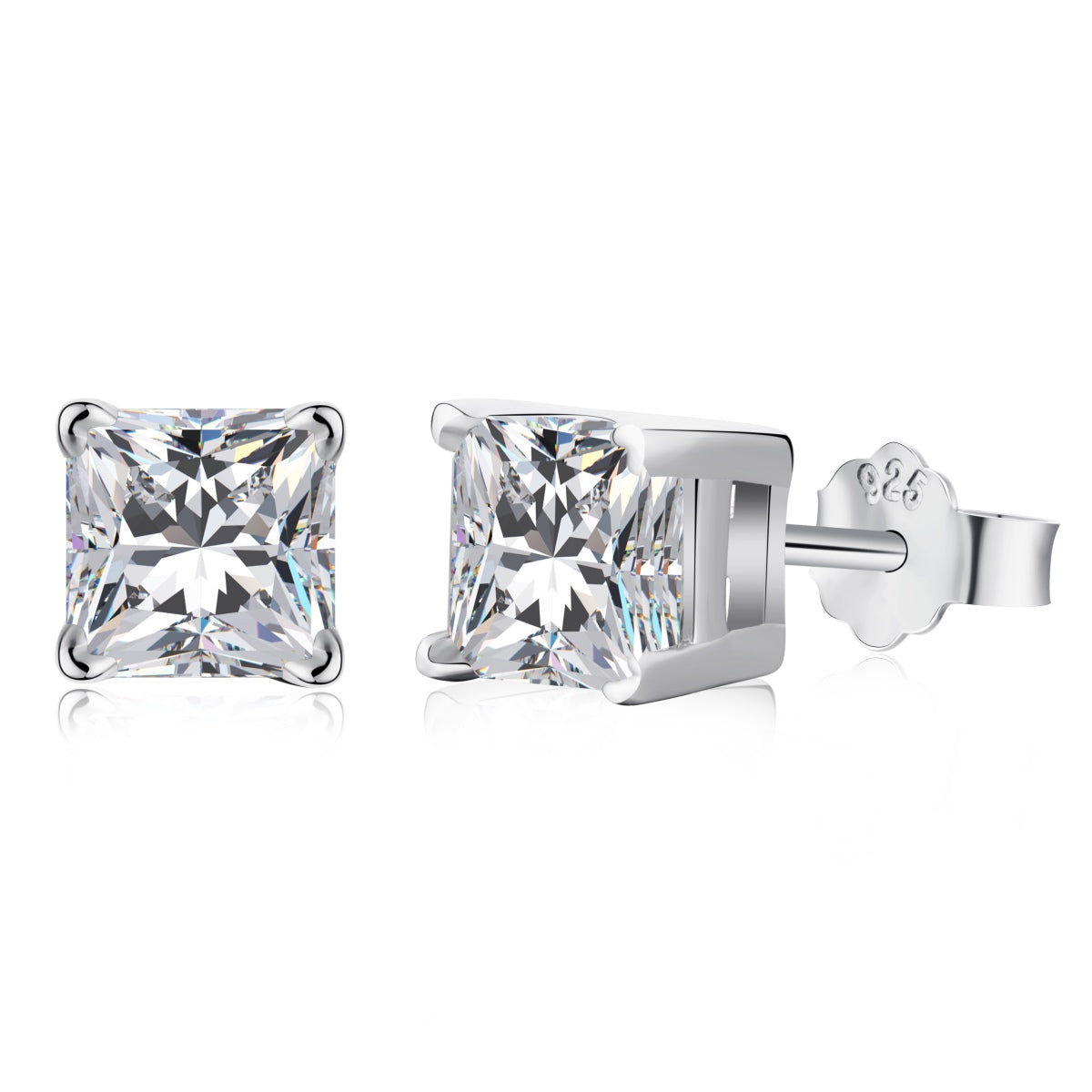 [GALE]1.0 Carat Radiant Princess Cut Wedding Earrings