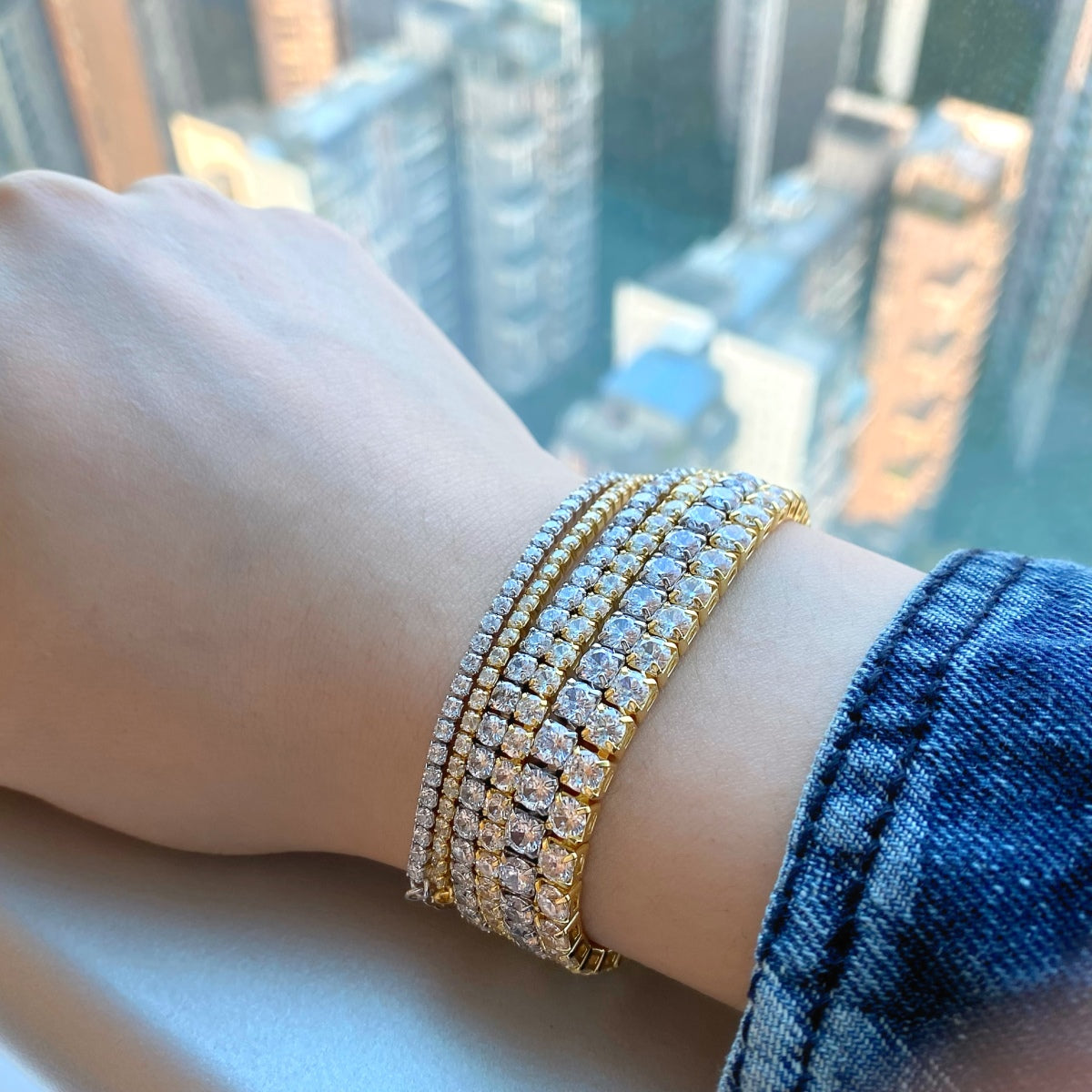[GALE]Radiant Shinning Princess Cut Tennis Bracelet