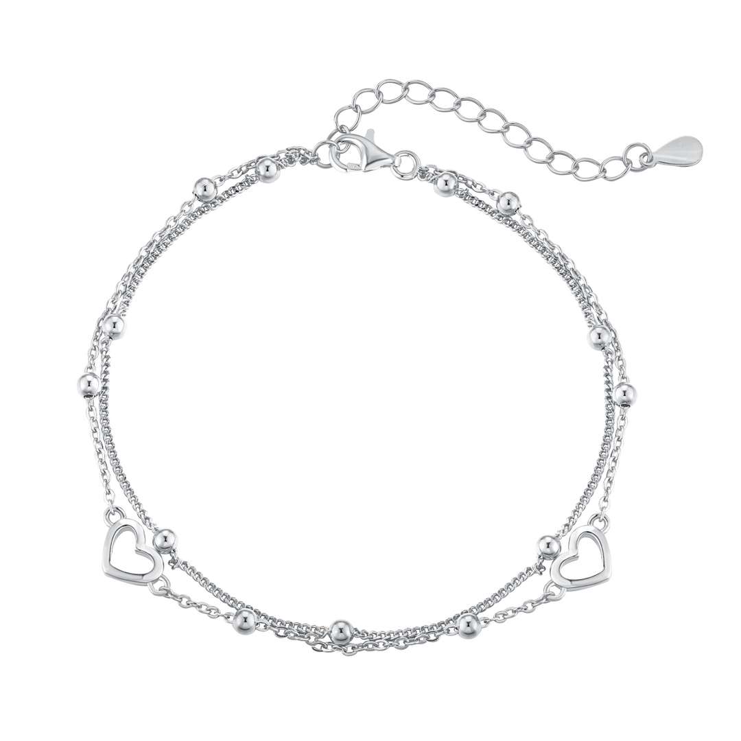 [NOVO]繊細なダブルレイヤーラブハートブレスレット
