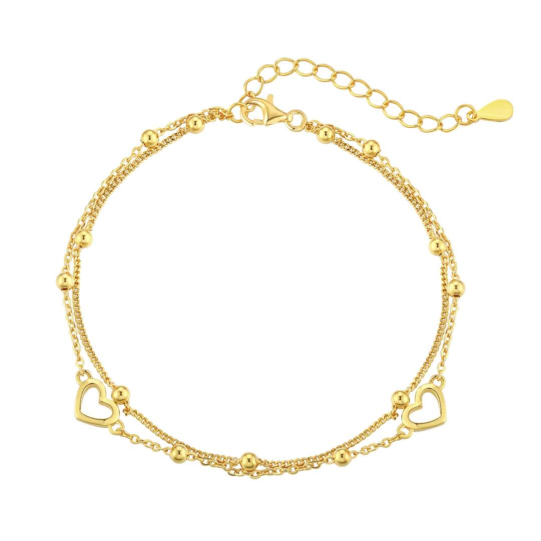 [NOVO]繊細なダブルレイヤーラブハートブレスレット