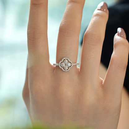 [GALE]Four Leaf Clover Flower Design Ring