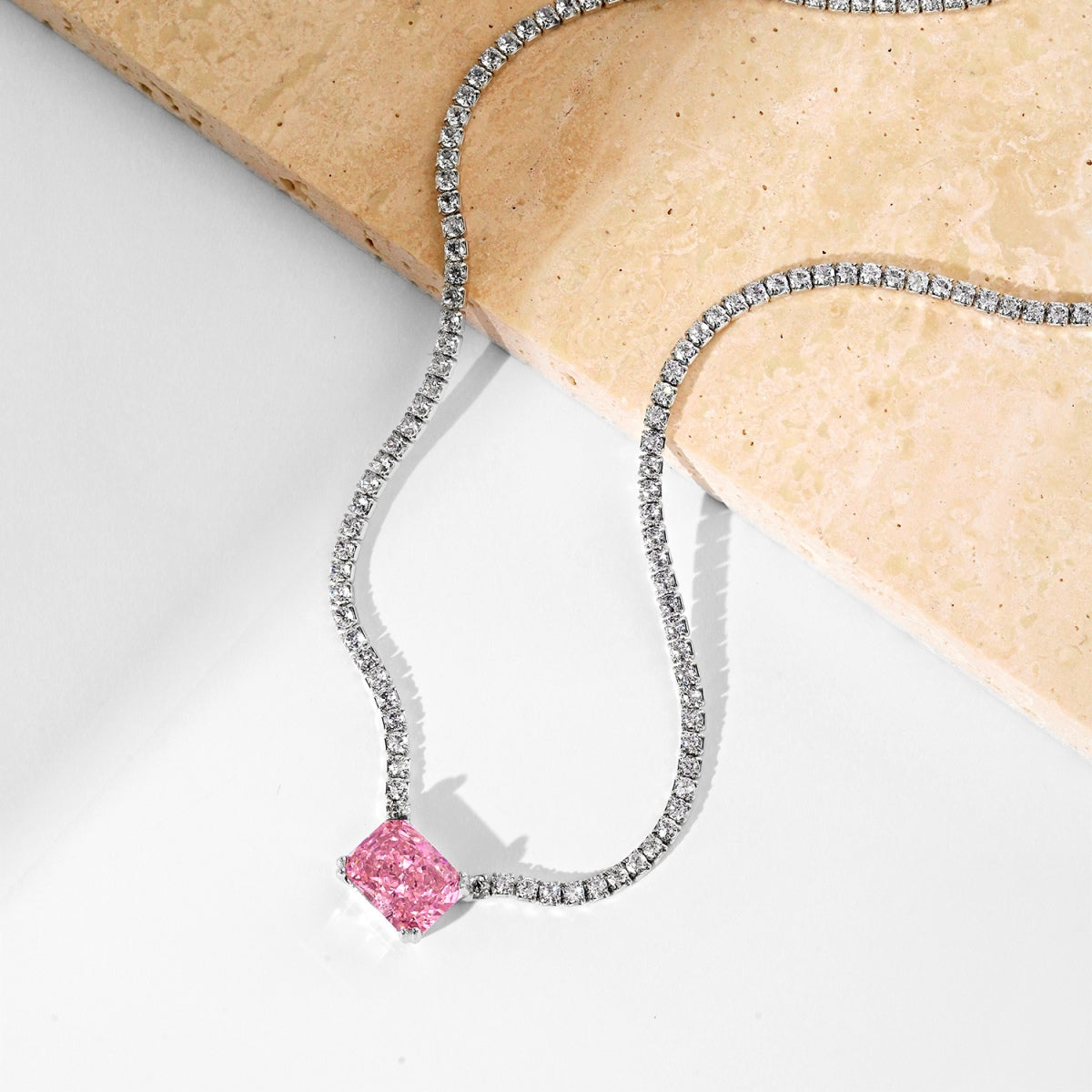 [GALE]4.0 Carat Elegant Radiant Cut Necklace