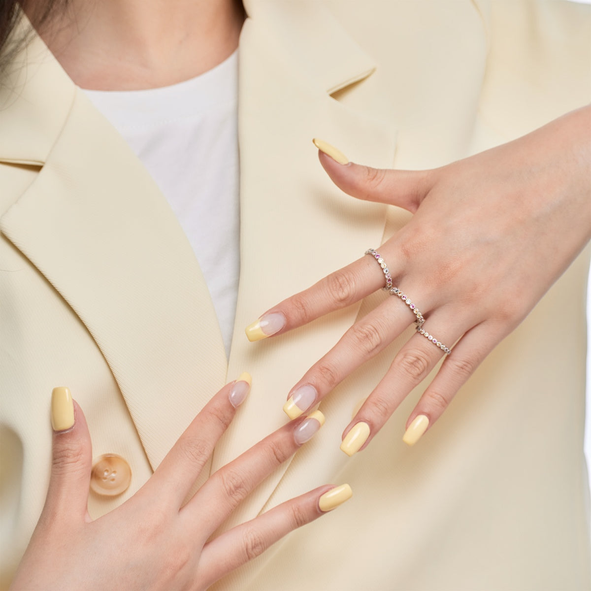 [GALE]Dazzling Lustrous Round Cut Tennis Ring