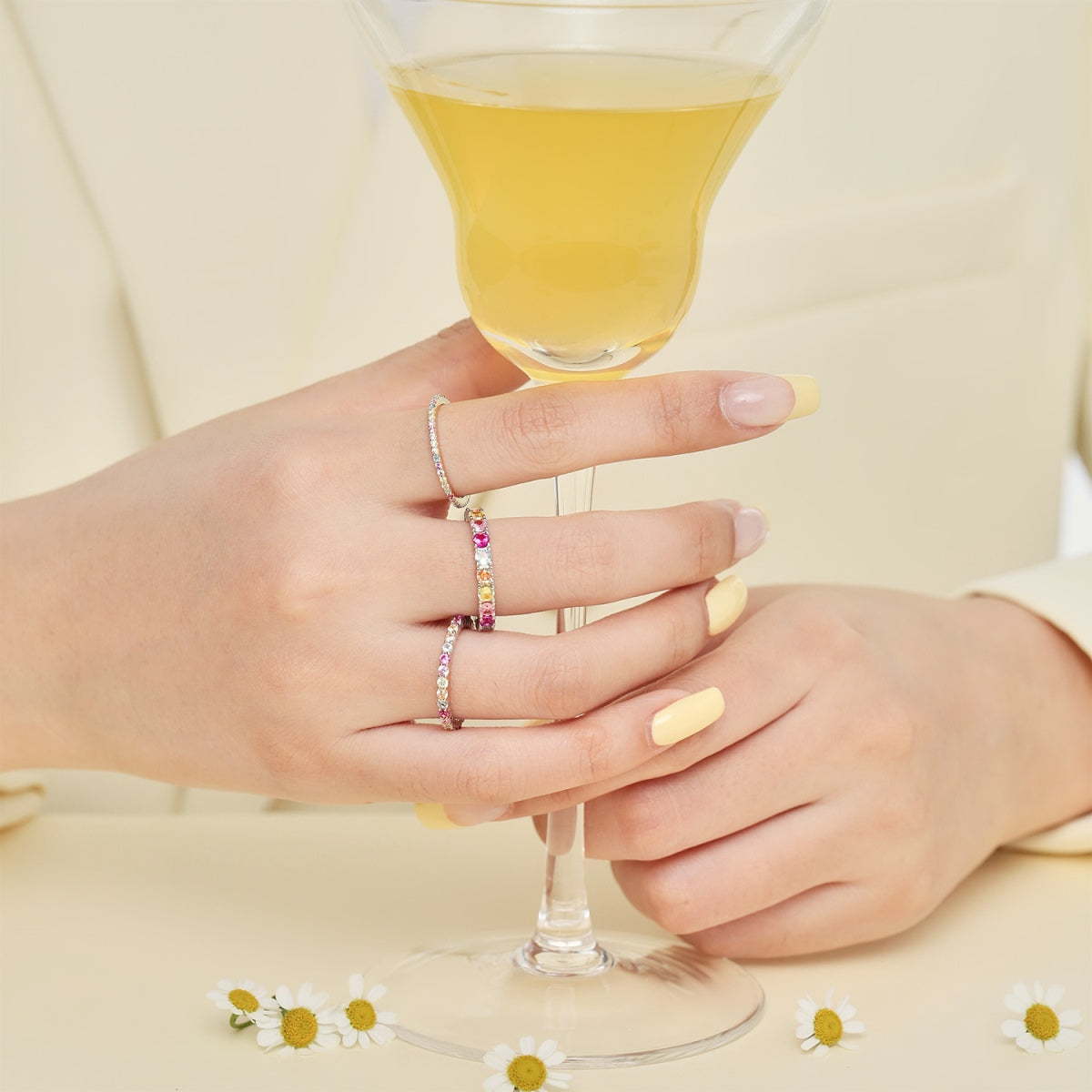 [GALE]Dazzling Lustrous Round Cut Tennis Ring