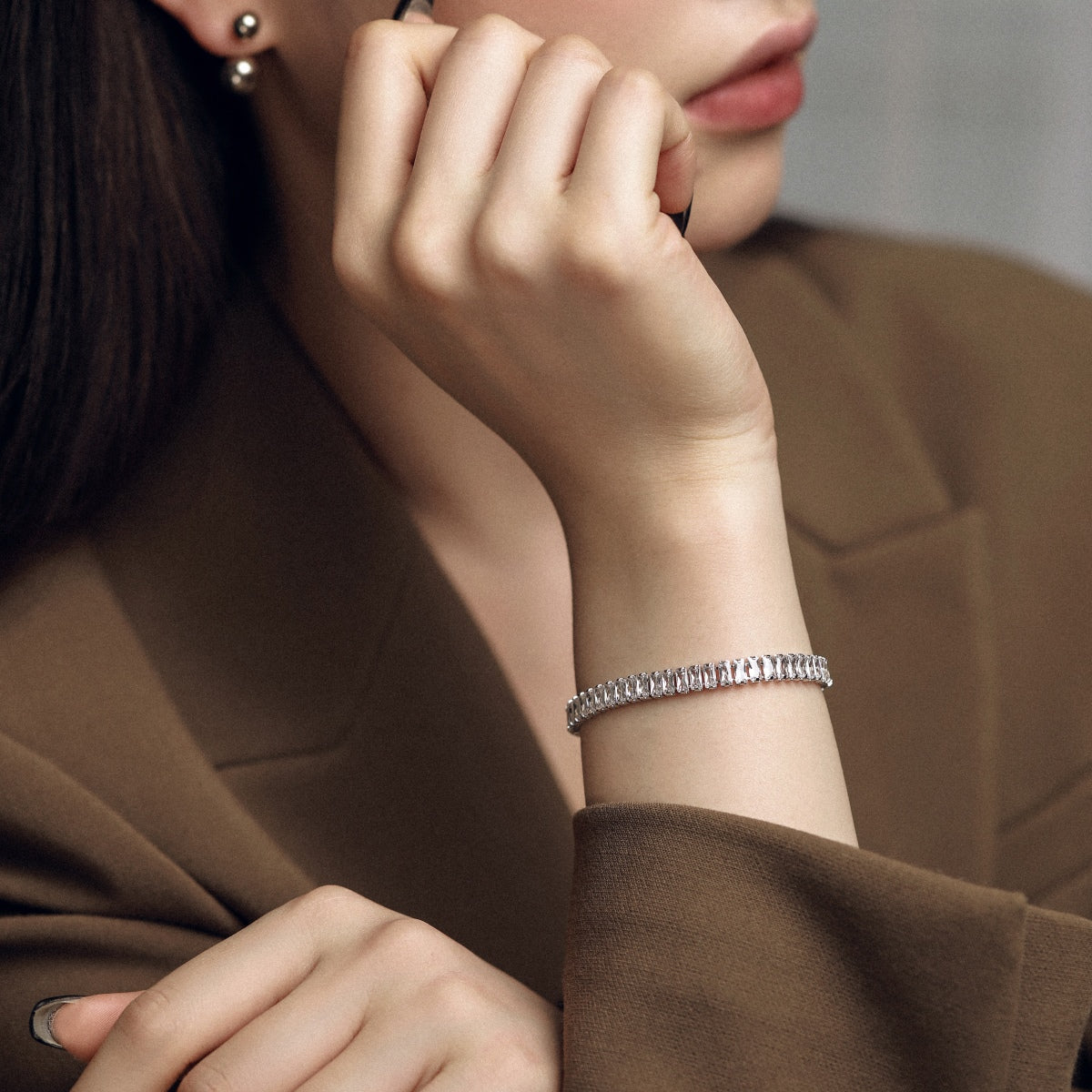 [GALE]Exquisite Emerald Cut Daily Bracelet