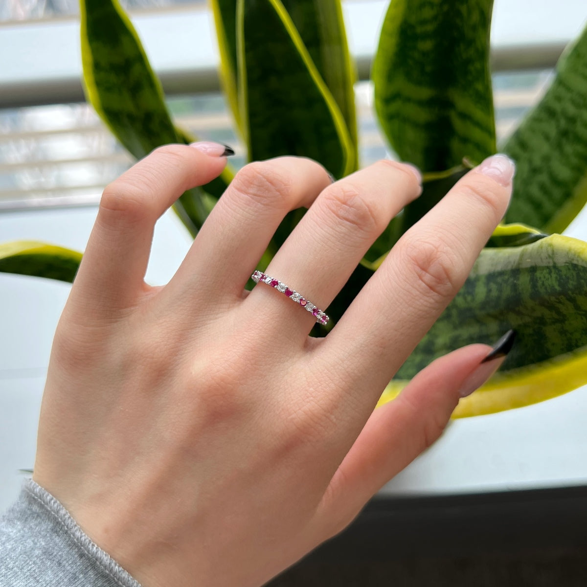 [GALE]Exquisite Colorful Round Cut Tennis Ring