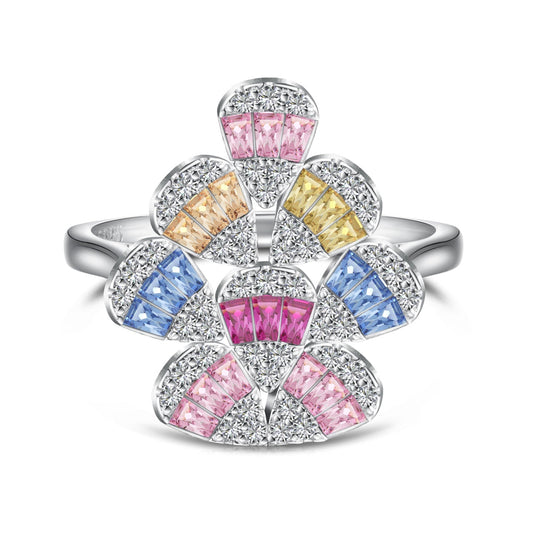 [GALE]Sparkling Colorful Water Drop Shape Daily Ring