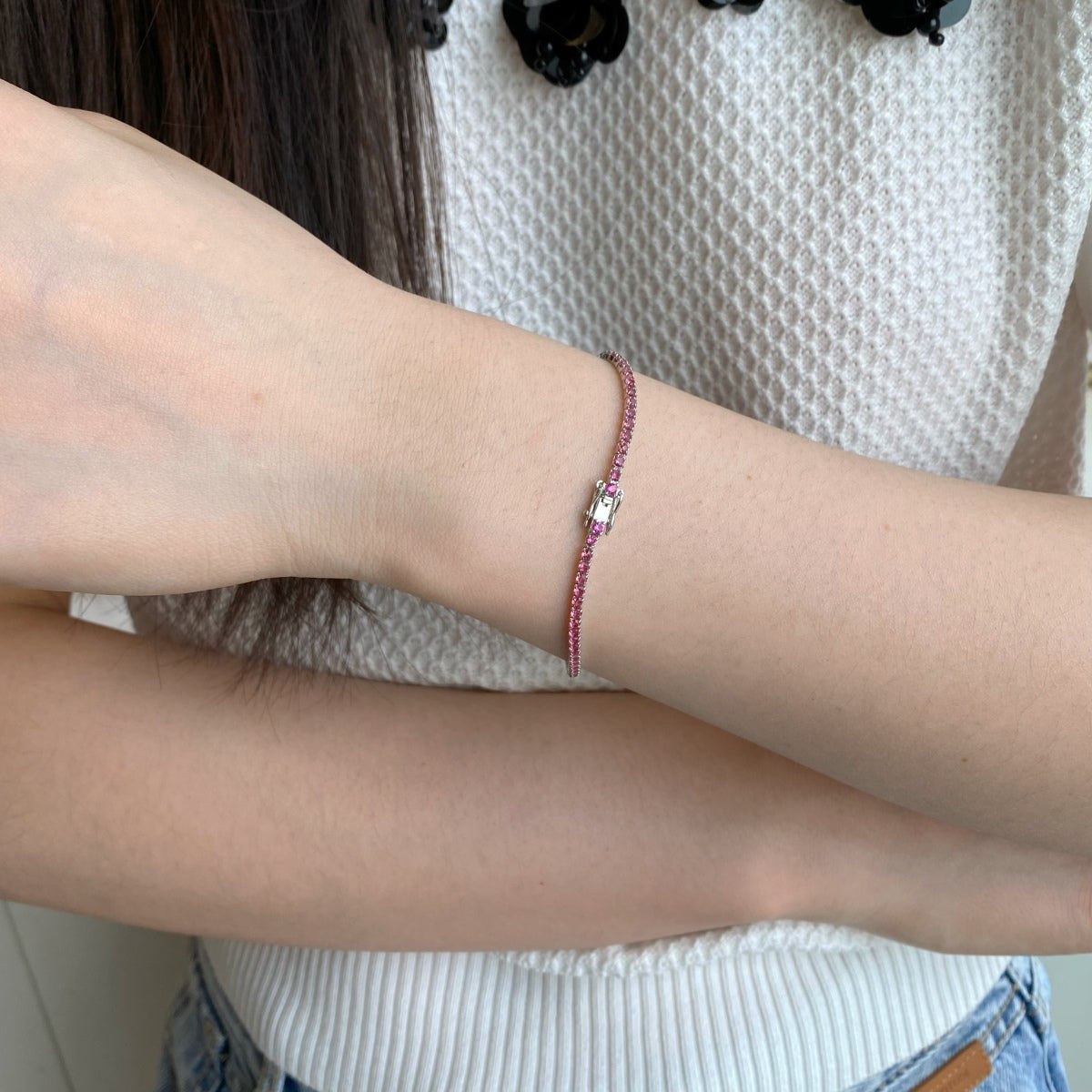 [GALE]Dazzling Colorful Round Cut Daily Bracelet