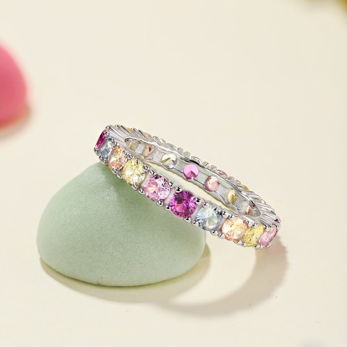 [GALE]Dazzling Lustrous Round Cut Tennis Ring