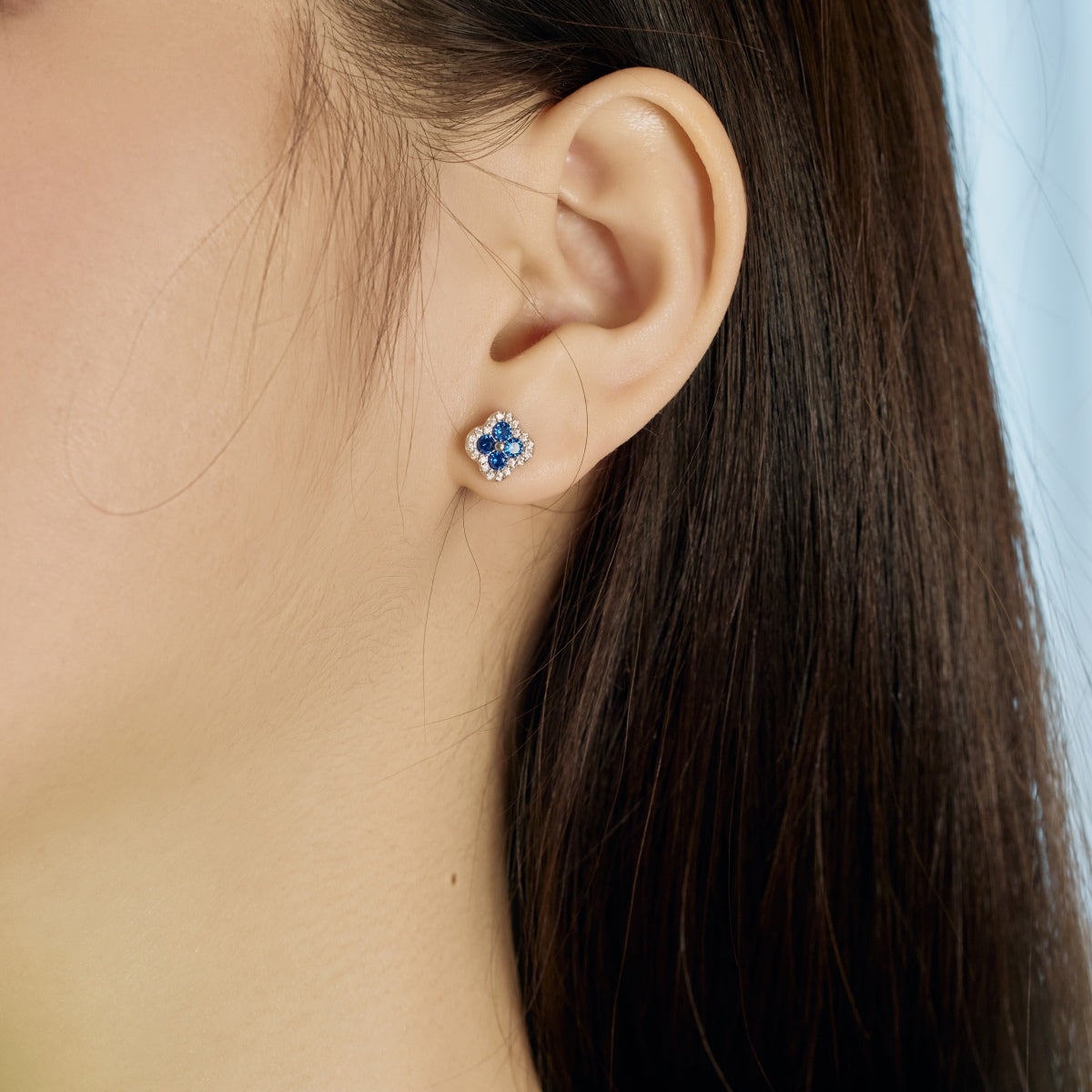 [GALE]Four-Leaf Clover Flower Shaped Earrings