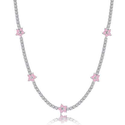 [GALE]Luxurious Colorful Flower Tennis Necklace