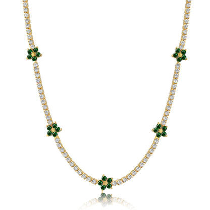 [GALE]Luxurious Colorful Flower Tennis Necklace