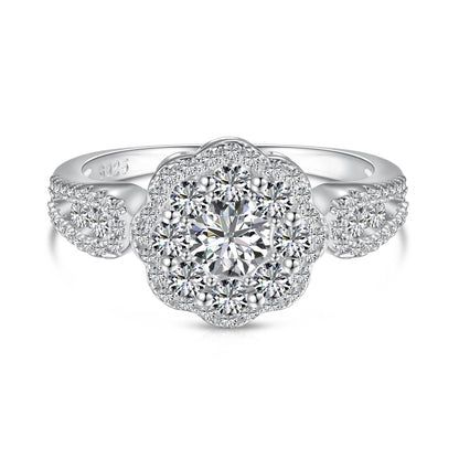 [GALE]Delicate Colorful Round Cut Flower Shape Wedding Ring