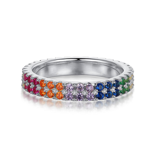 [NEU] Einzigartiger, farbenfroher Tennisring mit rundem Schliff