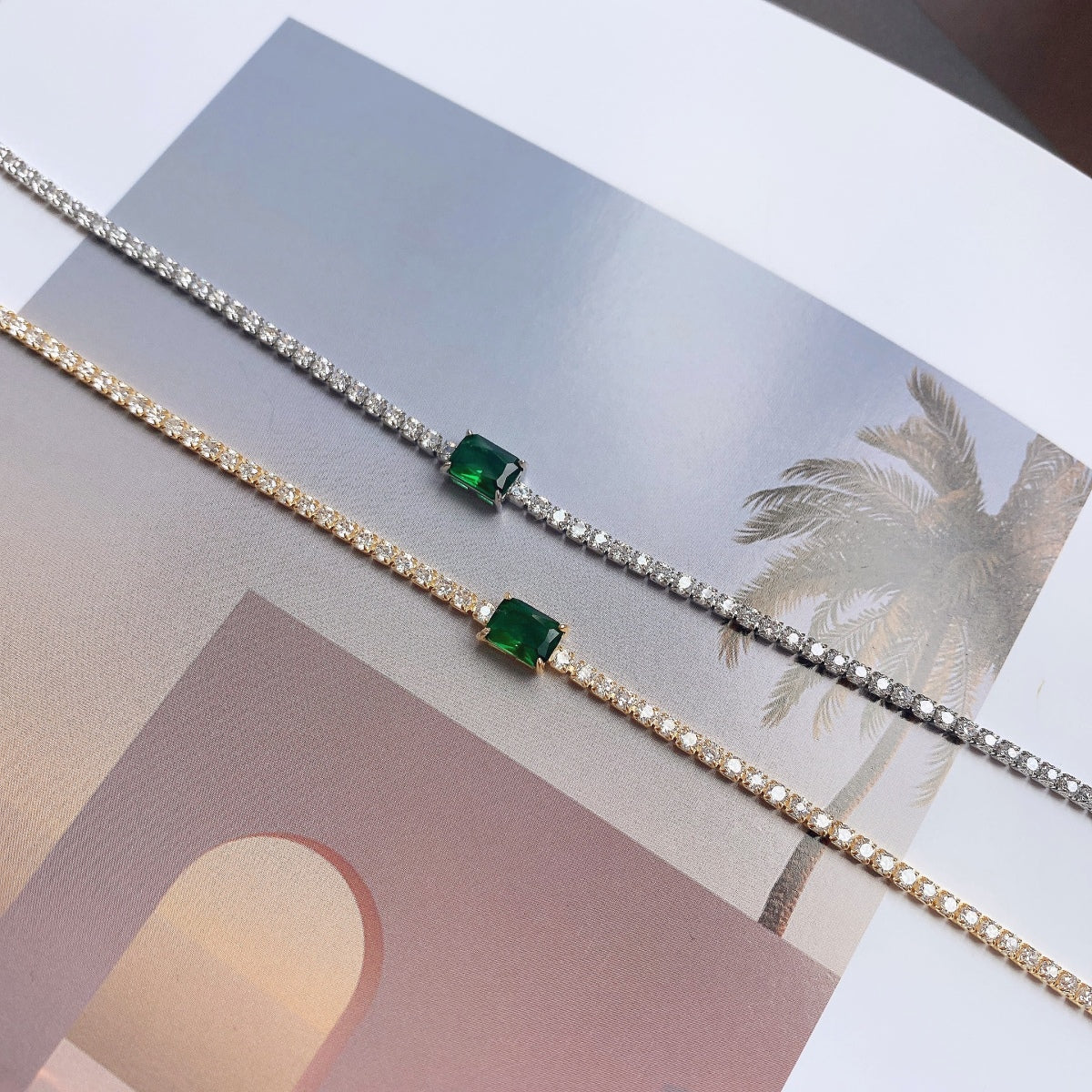 [GALE]1.0 Carat Unique Emerald Cut Banquet Bracelet
