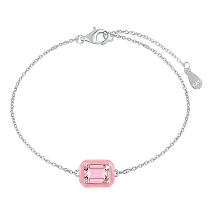 [GALE]2.0 Carat Sparkling Colorful Emerald Cut Daily Bracelet