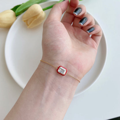 [GALE]2.0 Carat Sparkling Colorful Emerald Cut Daily Bracelet