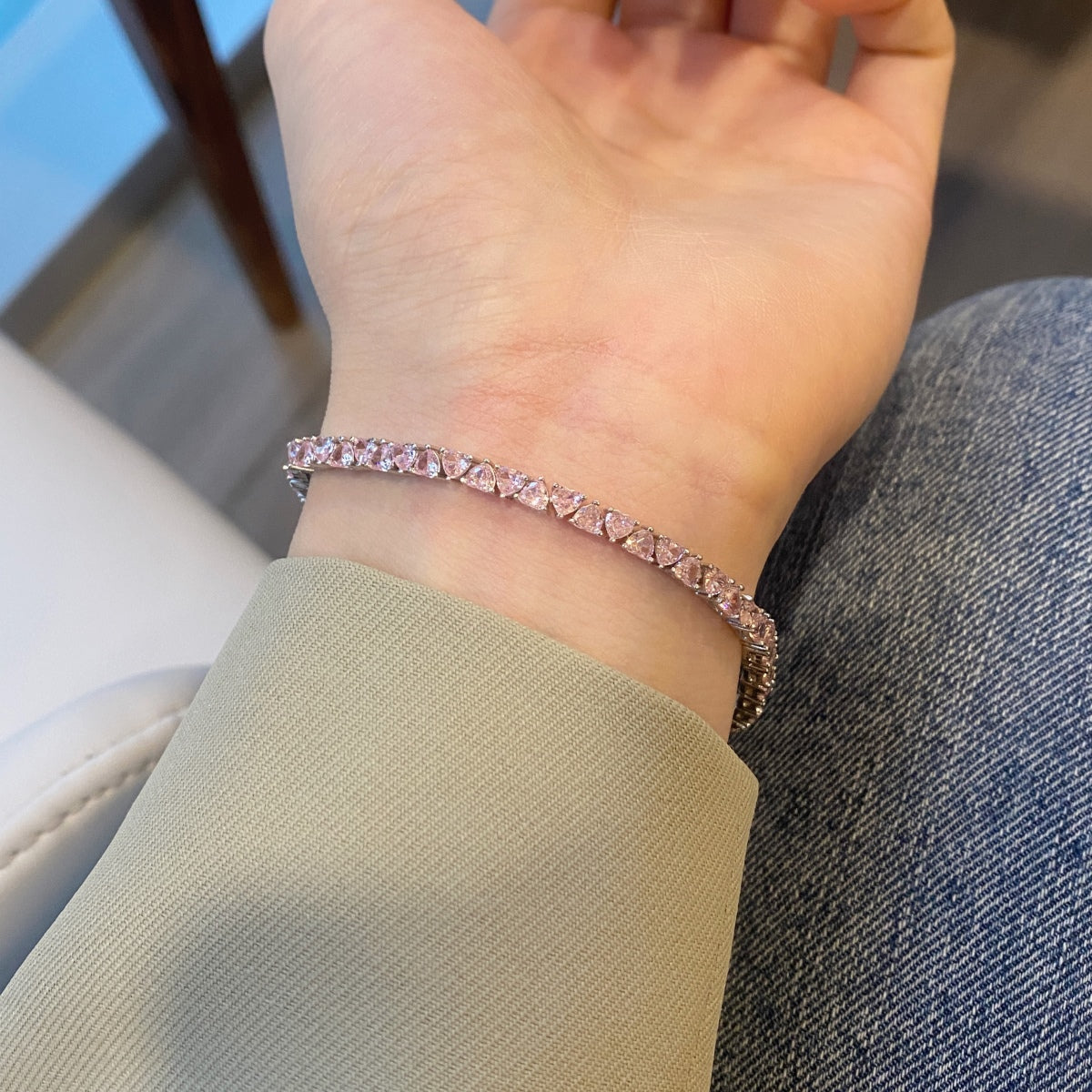 [GALE]Dazzling Romantic Heart Shape Lover Bracelet