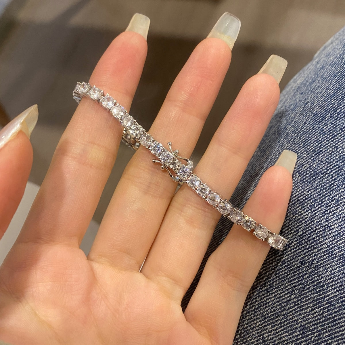 [GALE]Luxurious Ornate Round Cut Tennis Bracelet