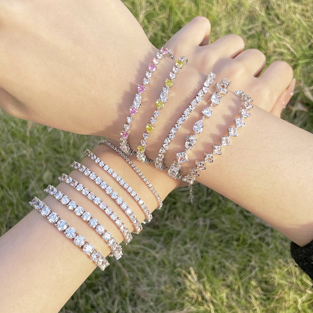 [GALE]Luxurious Ornate Round Cut Tennis Bracelet
