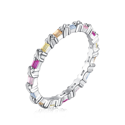 [GALE]Charming Colorful Round Cut Daily Ring