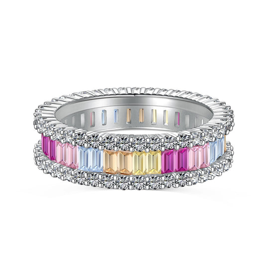 [NOVO]Zarter, kaleidoskopartiger Smaragdschliff-Ring für jeden Tag