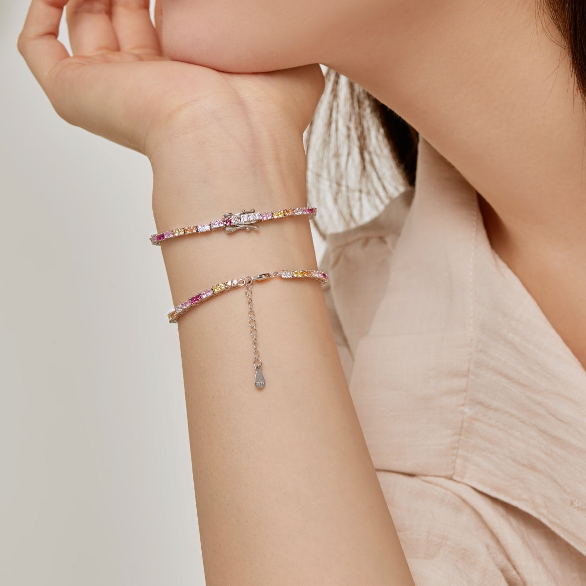 [GALE]Delicate Romantic Heart Shape Lover Bracelet