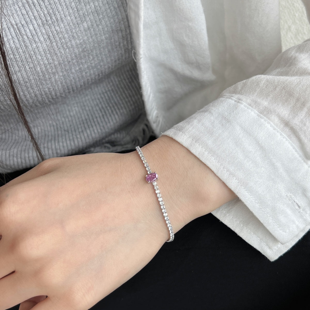 [GALE]0.75 Carat Exquisite Oval Cut Daily Bracelet