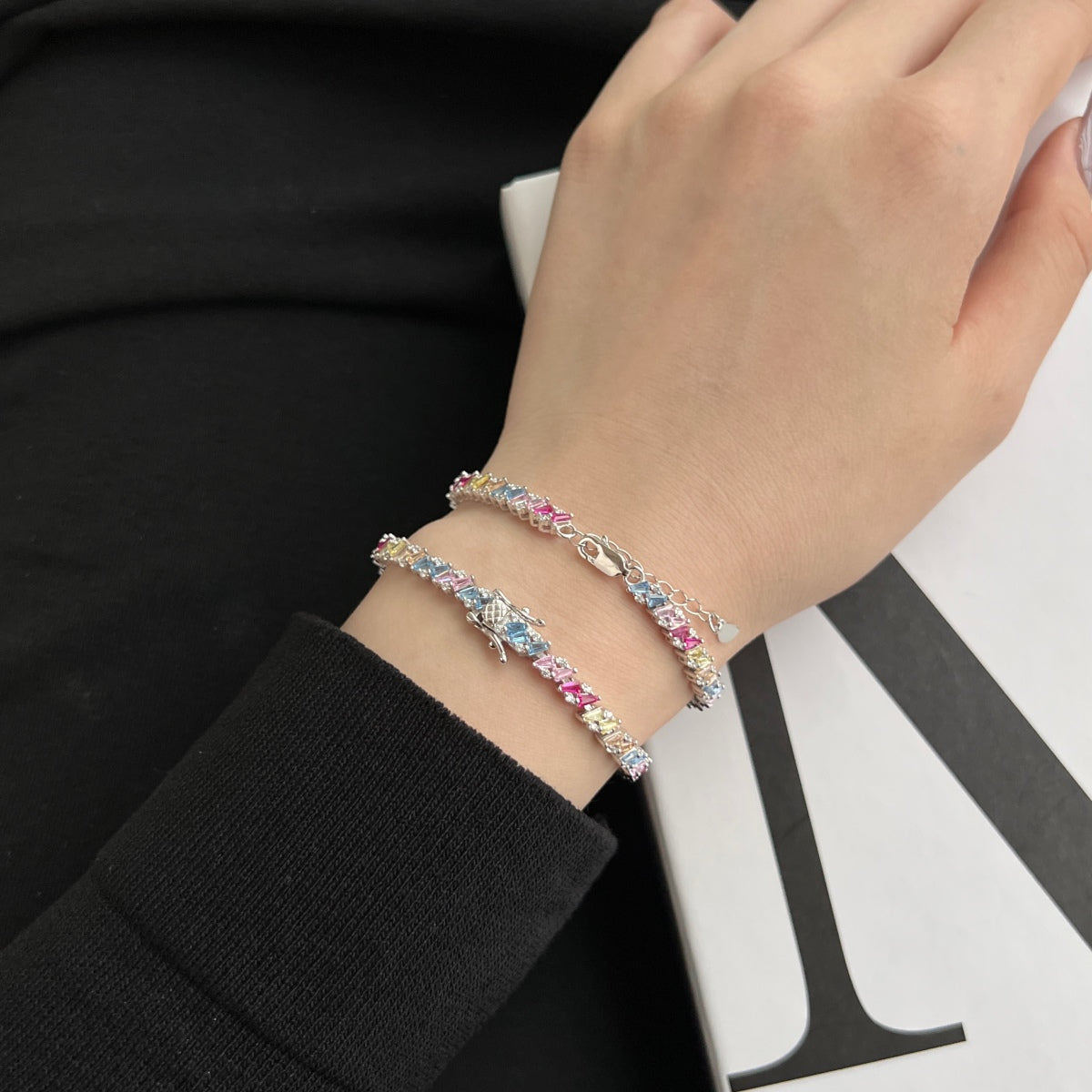 [GALE]Ornate Sparkling Multi Cut Party Bracelet