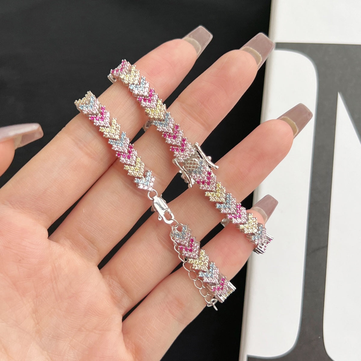 [GALE]Ornate Sparkling Round Cut Party Bracelet