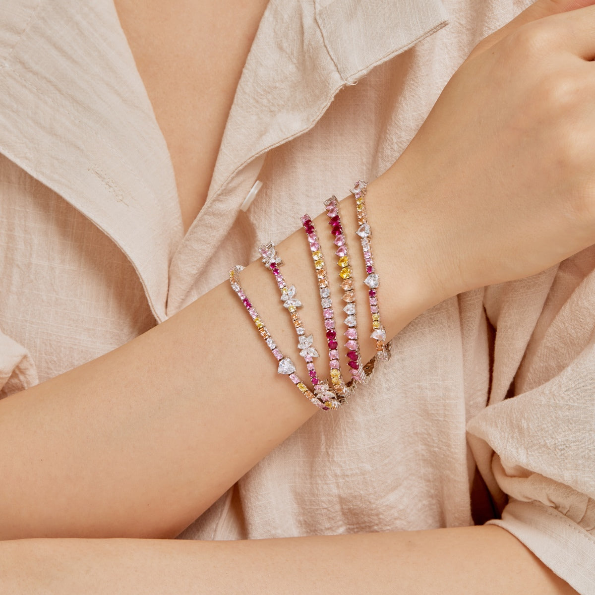 [GALE]Ornate Colorful Butterfly Shape Round Cut Daily Bracelet