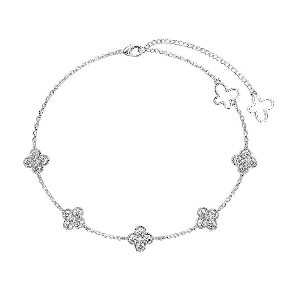 [NEU] Armband mit vierblättrigem Kleeblatt und hohlem Schmetterling