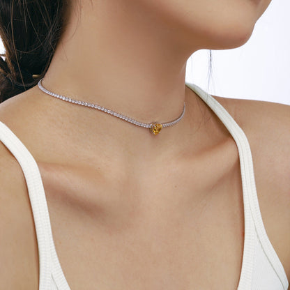 [GALE]2.0 Carat Sparkling Tennis Heart Cut Necklace
