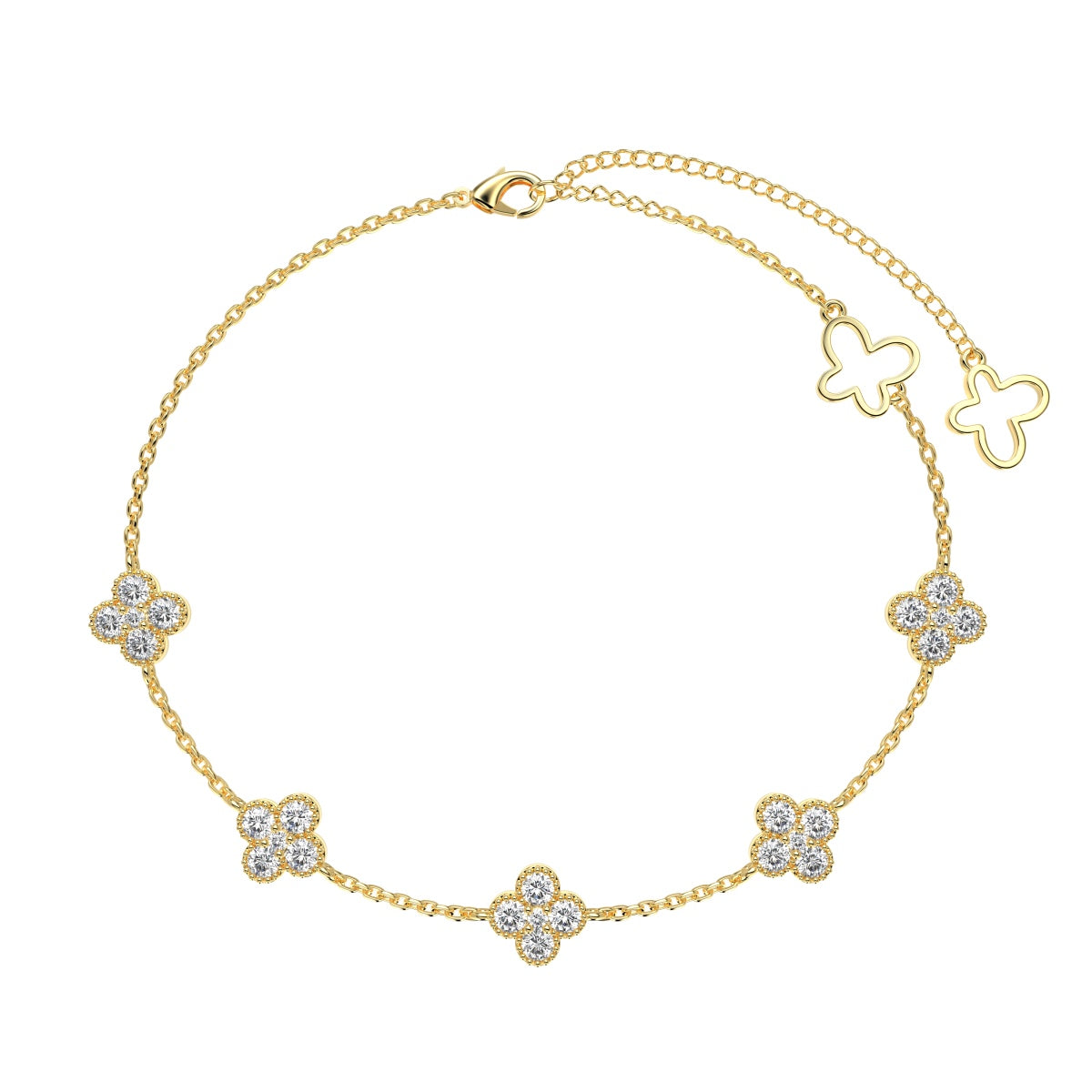 [NEU] Armband mit vierblättrigem Kleeblatt und hohlem Schmetterling