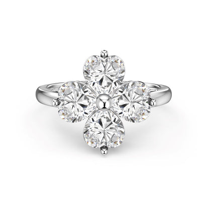 [GALE]Heart-shaped Four-Leaf Clover Ball Ring
